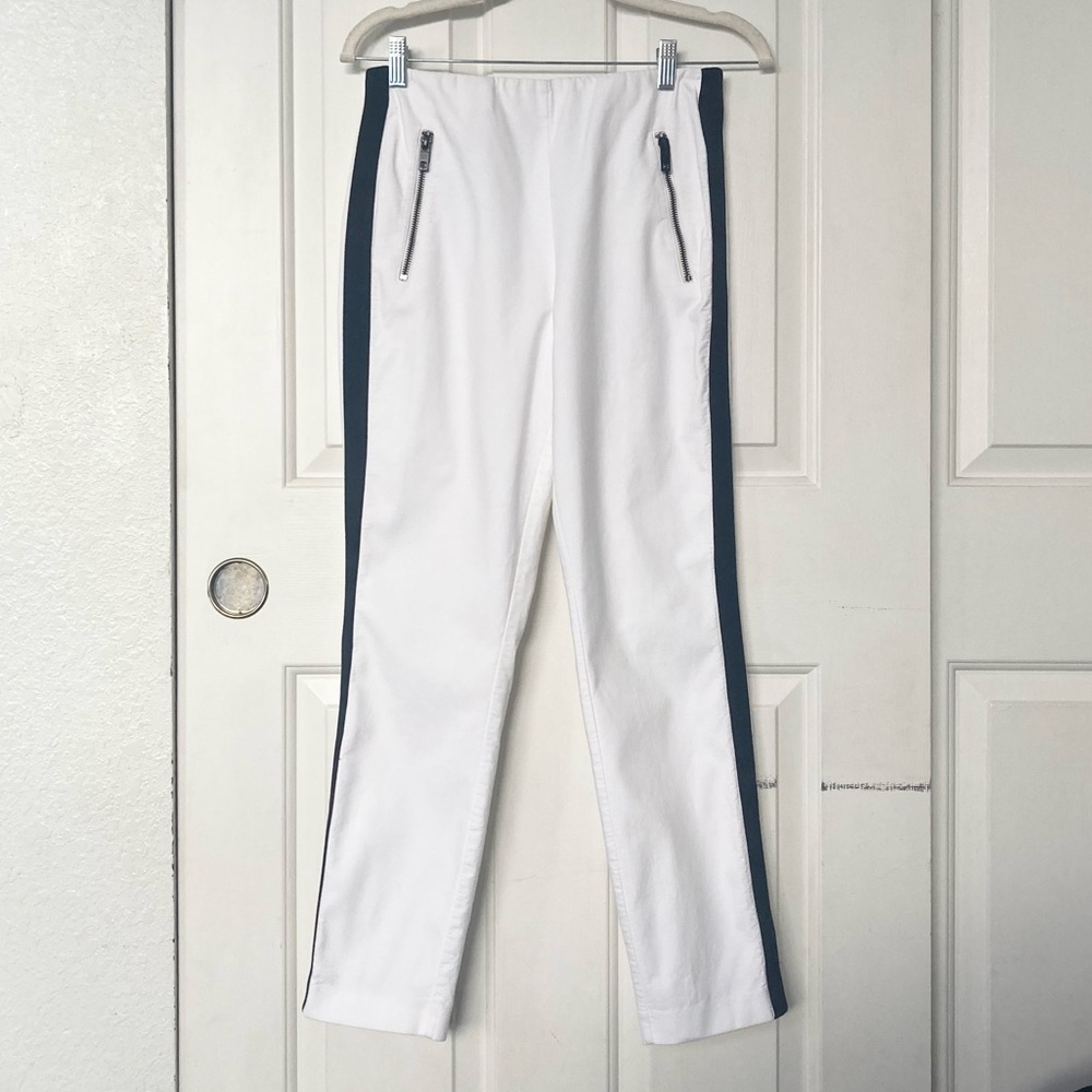 Rag & Bone Pants Simone White Ankle High Rise Zipper Side Stripe Sz 8